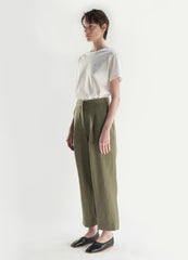 High-Waisted Linen Pants with Tapered Leg and Tailored Front Pleats
