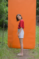 High-Waisted Linen Shorts with Waist Tie Belt and Cuffed Hem for Effortless Summer Style