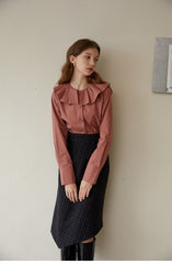 High-Waisted Checked Linen Midi Skirt with Asymmetric Hem and Tailored Fit