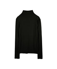 Fitted Cotton Turtleneck Top with Long Sleeves and Stretch Fabric for Elegant Everyday Layering