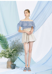 High-Waisted Linen Blend Belted Shorts for Women – Lightweight Summer Casual Bottoms