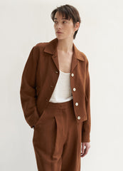 High-Waisted Wide-Leg Linen Pants With Tailored Pleats and Cropped Hemline