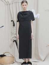 One-Shoulder Off-the-Shoulder Mini Dress in Natural Linen with Statement Tie Detail