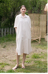 Relaxed Fit Button-Down Shirt Dress in Breathable Premium Linen Fabric