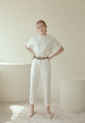 Tailored High-Waisted Linen Pants with Straight-Leg Fit and Crisp Pleats for Effortless Elegance