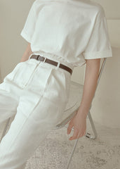 Tailored High-Waisted Linen Pants with Straight-Leg Fit and Crisp Pleats for Effortless Elegance