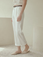 Tailored High-Waisted Linen Pants with Straight-Leg Fit and Crisp Pleats for Effortless Elegance