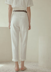 Tailored High-Waisted Linen Pants with Straight-Leg Fit and Crisp Pleats for Effortless Elegance