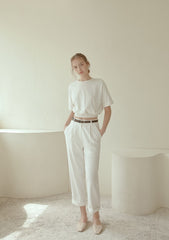 Tailored High-Waisted Linen Pants with Straight-Leg Fit and Crisp Pleats for Effortless Elegance