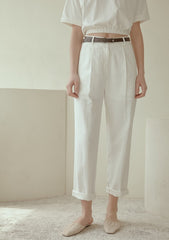 Tailored High-Waisted Linen Pants with Straight-Leg Fit and Crisp Pleats for Effortless Elegance