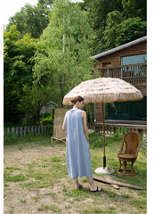 Sleeveless A-Line Linen Dress With Relaxed Silhouette And Minimalist Design For Summer Styling