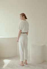 Tailored High-Waisted Linen Pants with Straight-Leg Fit and Crisp Pleats for Effortless Elegance