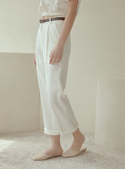 Tailored High-Waisted Linen Pants with Straight-Leg Fit and Crisp Pleats for Effortless Elegance