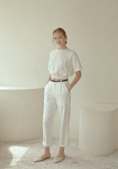 Tailored High-Waisted Linen Pants with Straight-Leg Fit and Crisp Pleats for Effortless Elegance