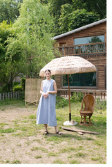 Sleeveless A-Line Linen Dress With Relaxed Silhouette And Minimalist Design For Summer Styling