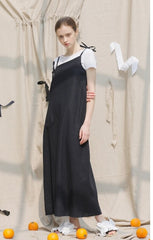 Asymmetric One-Shoulder Linen Midi Dress with Pocket Detail and Draped Silhouette