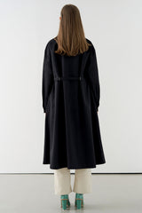 Long Sleeve Cotton Poplin Shirt Dress with Tie Waist and Button-Down Front for Elegant Styling