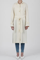 Longline Pure Linen Blazer with Button Cuffs and Belted Back for Elegant Layering