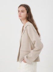 Tailored Linen Blazer with Wide Notched Lapel and Relaxed Fit for Effortless Chic Styling