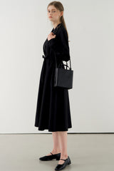 Long Sleeve Cotton Poplin Shirt Dress with Tie Waist and Button-Down Front for Elegant Styling