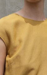 Linen Midi Dress with Waist Tie and Side Slits – Sleeveless Elegant Summer Wardrobe Essential