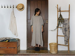 Vestido largo Jessie de lino y algodón con mangas abullonadas