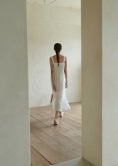 Sleeveless Cotton Dress with Ruffle Detailing and Flowy Silhouette, Ideal for Summer Wear