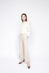 Cropped Button-Up Linen Blazer with Tailored Fit – Elegant Lightweight Jacket for Modern Women