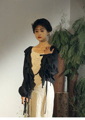 Kristen Linen Cotton Ruffle Top