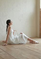 Sleeveless Cotton Dress with Ruffle Detailing and Flowy Silhouette, Ideal for Summer Wear