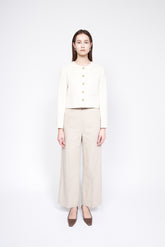 Cropped Button-Up Linen Blazer with Tailored Fit – Elegant Lightweight Jacket for Modern Women