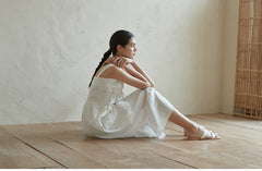 Sleeveless Cotton Dress with Ruffle Detailing and Flowy Silhouette, Ideal for Summer Wear