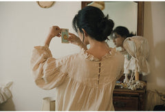 Vestido largo holgado de lino y algodón Tina