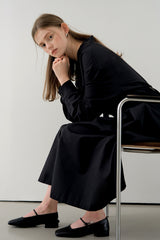 Long Sleeve Cotton Poplin Shirt Dress with Tie Waist and Button-Down Front for Elegant Styling