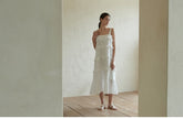 Sleeveless Cotton Dress with Ruffle Detailing and Flowy Silhouette, Ideal for Summer Wear