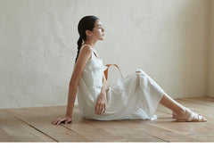 Sleeveless Cotton Dress with Ruffle Detailing and Flowy Silhouette, Ideal for Summer Wear