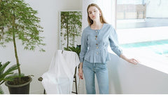Tailored Linen Blouse with Waist Tie and Pleated Front Detail for Elegant Everyday Style