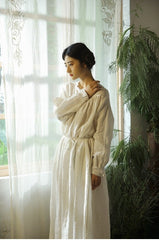 Vestido largo vintage de lino y algodón Tracy