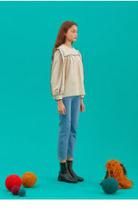 Women's Linen Blouse with Statement Collar and Puff Sleeves for Chic and Breathable Everyday Style