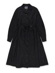 Long Sleeve Cotton Poplin Shirt Dress with Tie Waist and Button-Down Front for Elegant Styling