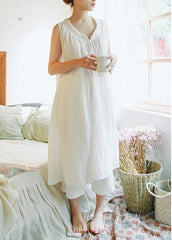 Vestido midi sin mangas de lino y algodón Marissa