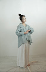 Falda larga cruzada de lino y algodón Patricia