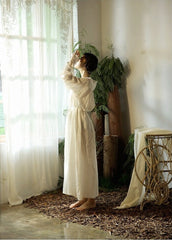 Vestido largo vintage de lino y algodón Tracy