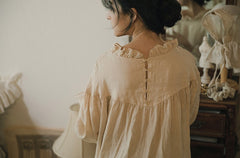 Vestido largo holgado de lino y algodón Tina