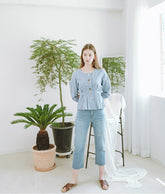 Tailored Linen Blouse with Waist Tie and Pleated Front Detail for Elegant Everyday Style