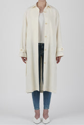 Longline Pure Linen Blazer with Button Cuffs and Belted Back for Elegant Layering