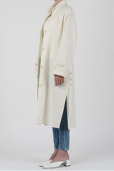 Longline Pure Linen Blazer with Button Cuffs and Belted Back for Elegant Layering