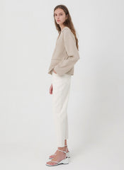 Tailored Linen Blazer with Wide Notched Lapel and Relaxed Fit for Effortless Chic Styling