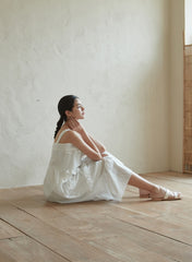 Sleeveless Cotton Dress with Ruffle Detailing and Flowy Silhouette, Ideal for Summer Wear