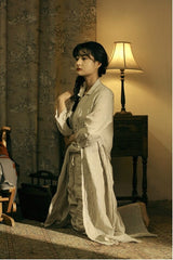 Marie Linen Cotton Long Sleeve Maxi Dress